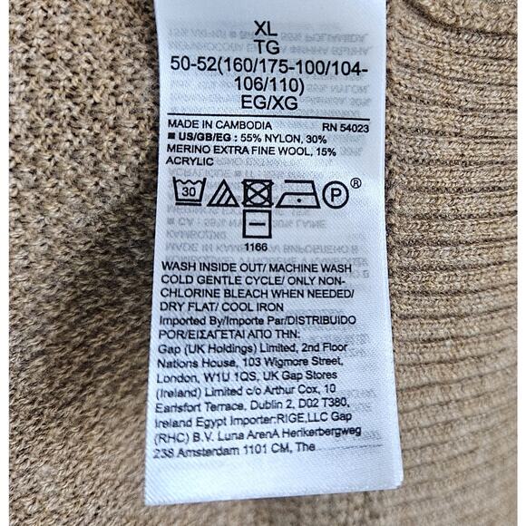 GAP Men XL Sweater Brannon Brown V-Neck Long Sleeve Merino Wool Blend Chest 48" - Picture 8 of 8